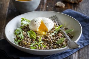 Salade de lentilles et oeufs mollets au Thermomix