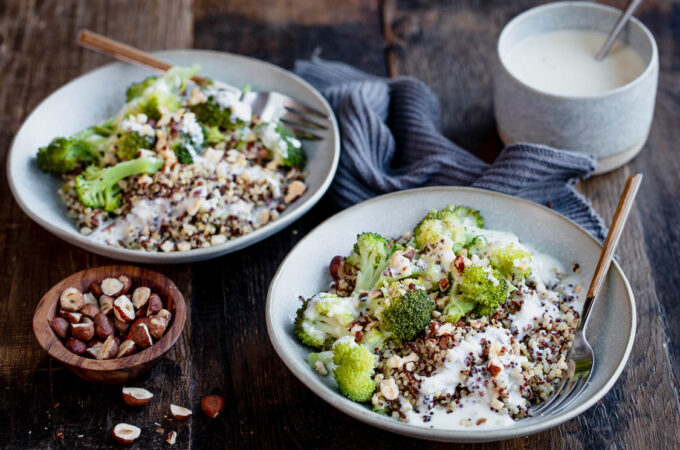 Quinoa, brocolis sauce chèvre et noisettes au Thermomix