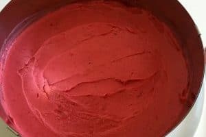 Sorbet étalé sur la meringue pour la recette Thermomix de vacherin