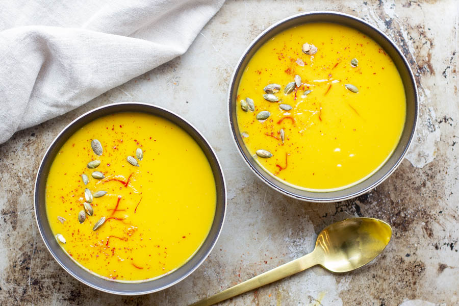 Velouté de butternut à l'orange et au safran au Thermomix