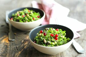 Recette de salade de kale tahini grenade Thermomix