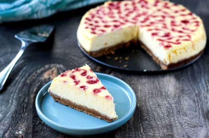 Recette de cheesecake Thermomix marbré à la framboise