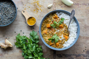 Dhal de lentilles vertes aux courges au thermomix