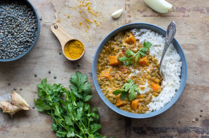 Dhal de lentilles vertes aux courges au thermomix