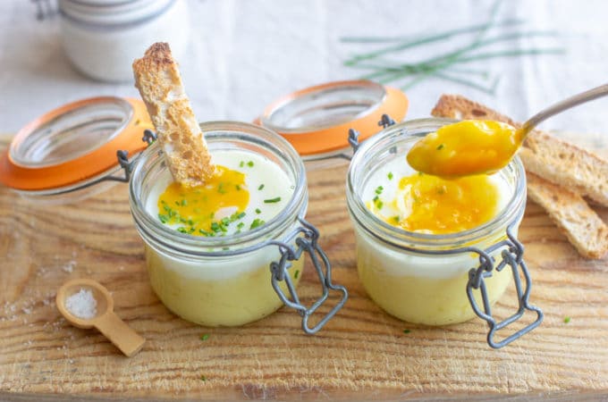 Oeufs cocotte au Thermomix purée ciboulette