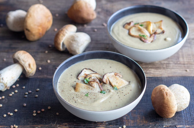 Velouté de cèpes aux lentilles au Thermomix