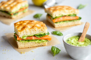 Sandwich de focaccia truite fumée au Thermomix