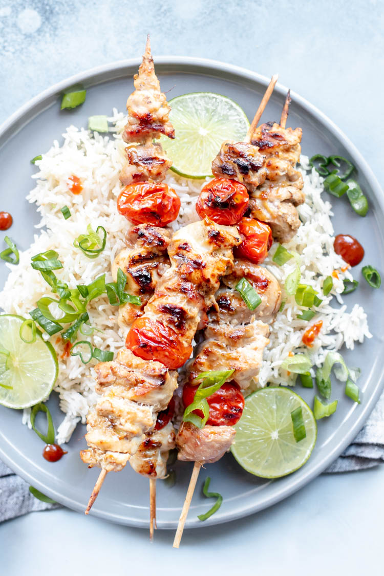 Brochettes de poulet mariné au Thermomix et riz de coco