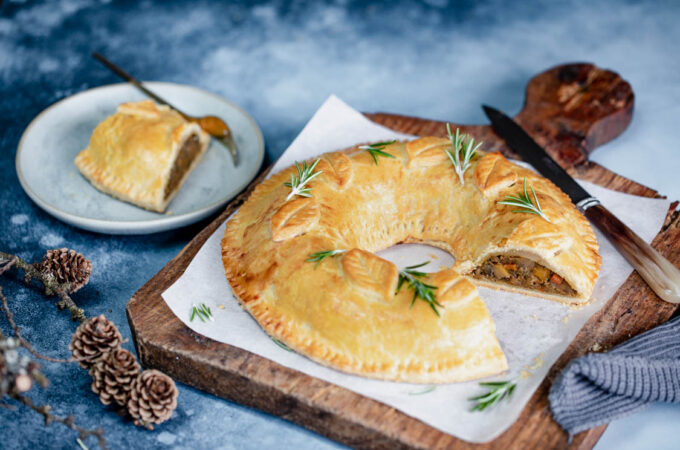 Couronne de Noël au Thermomix aux champignons - Plat végétarien de fête