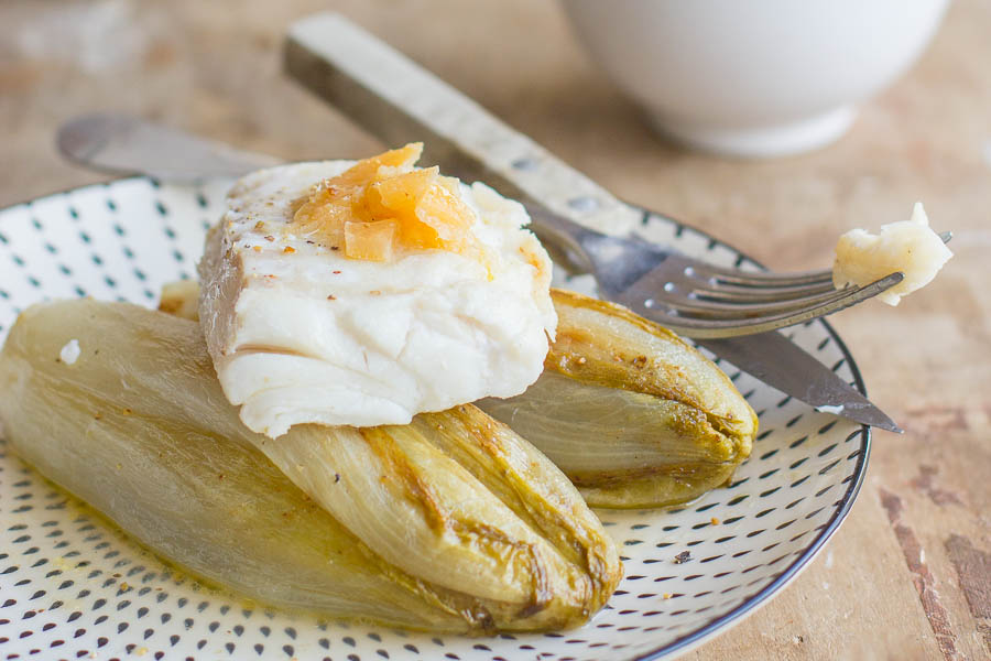 Maigre au citron confit et endives braisées au Thermomix