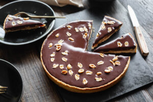 Tarte chocolat caramel cacahuètes au Thermomix