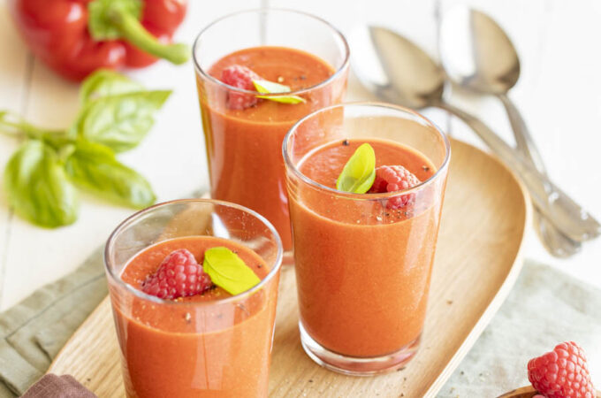 Gaspacho poivron framboise au Thermomix