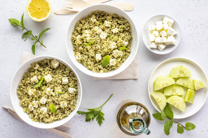 Taboulé au concombre, menthe et féta au Thermomix