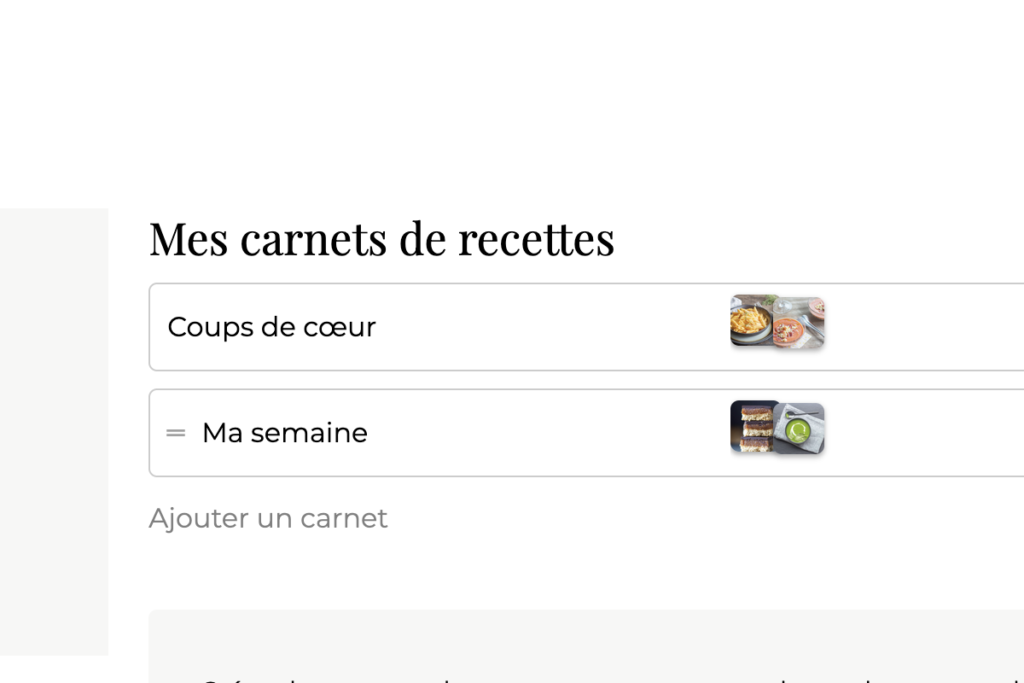 Ajouter un carnet de recettes