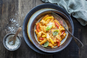 One pot pasta au poulet et poivron grillé au Thermomix