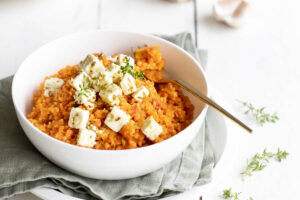 Pilaf de boulgour à la tomate et feta marinée au Thermomix