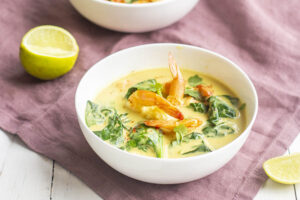 Curry de crevettes aux épinards et lait de coco au Thermomix