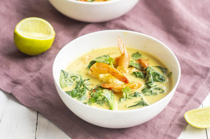 Curry de crevettes aux épinards et lait de coco au Thermomix