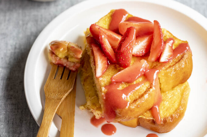 Brioche aux fraises façon pain perdu au Thermomix