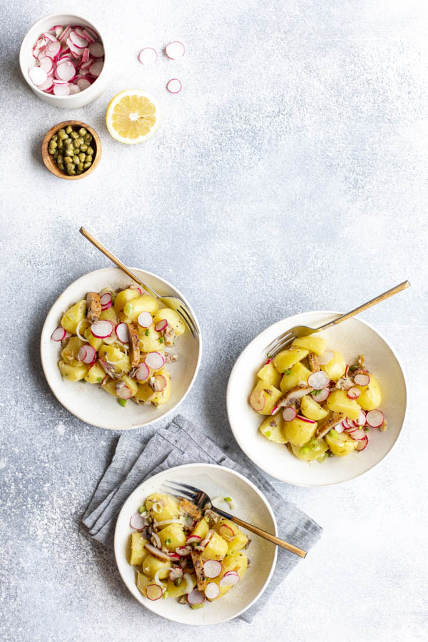 Salade de pommes de terre aux radis et maquereau fumé au Thermomix