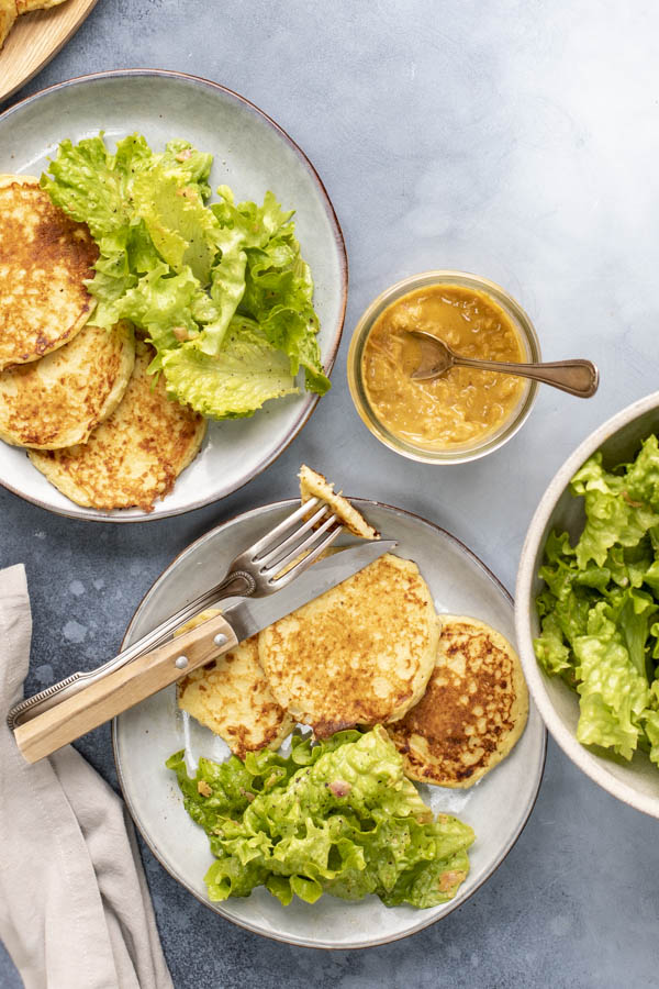 Pancakes de pomme de terre & salade verte au Thermomix