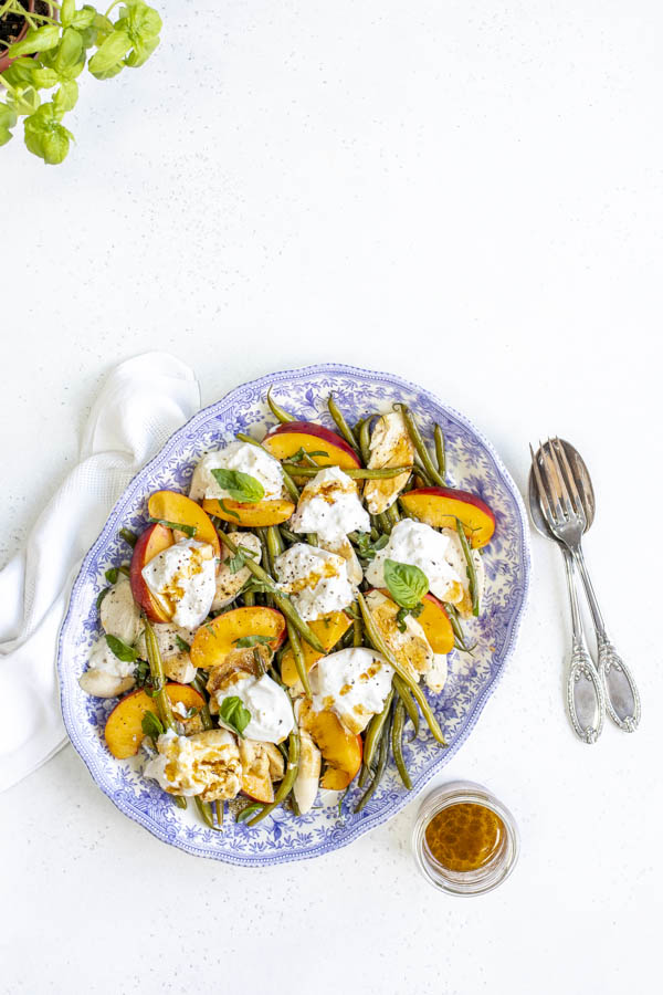 Salade de haricots verts, nectarines et burrata au Thermomix