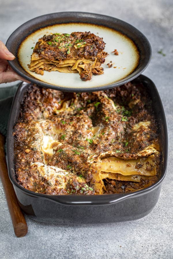 Part de lasagnes aux champignons d'Ottolenghi au Thermomix