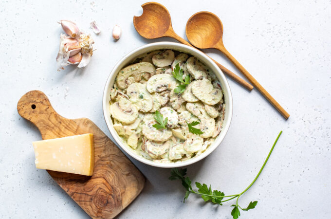 Salade crémeuse de champignons au parmesan au Thermomix