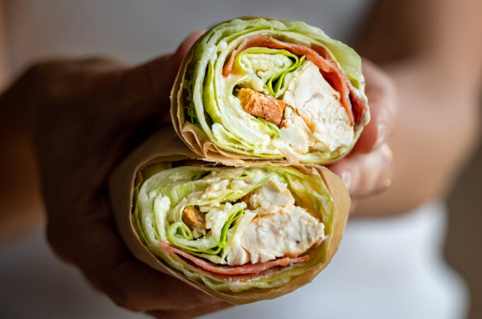 Wraps de laitue au poulet façon salade césar au Thermomix