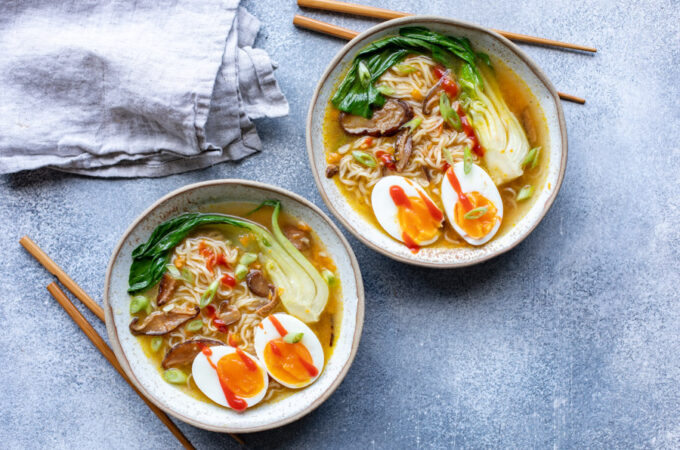 Ramen rapide aux shiitake et œufs mollets au Thermomix