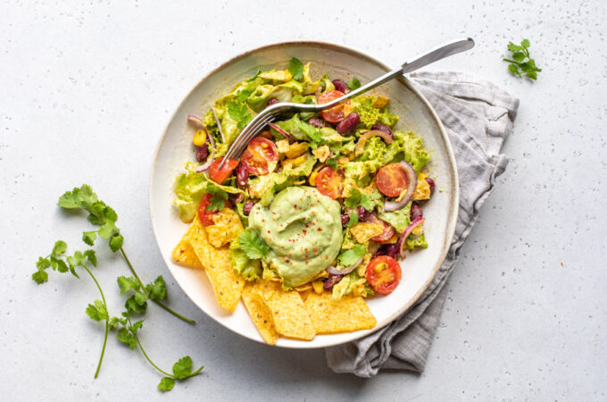 Salade tex mex croustillante au guacamole au Thermomix