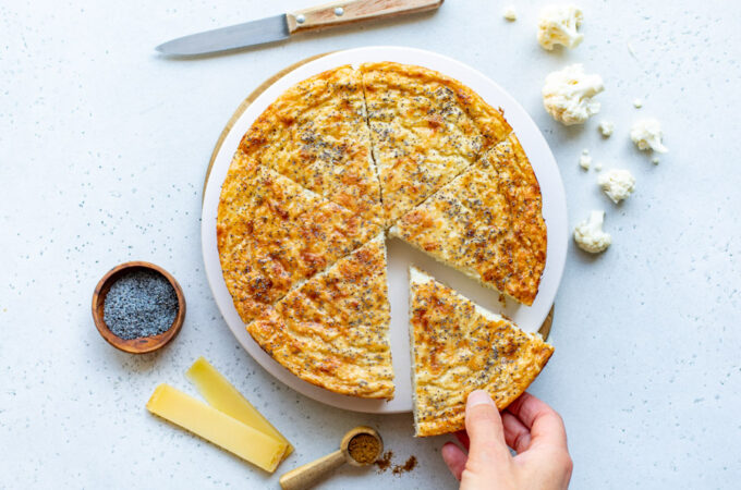 Gâteau de chou-fleur au comté, pavot et cumin au Thermomix