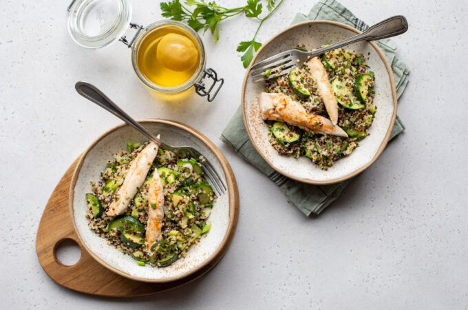 Quinoa au poulet, courgettes et citron confit au Thermomix