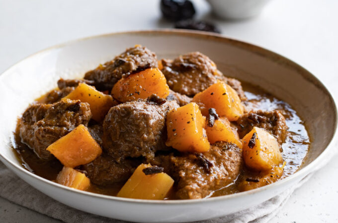 Sauté de porc, courge et pruneaux au Thermomix