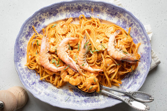 Pâtes aux crevettes au Thermomix