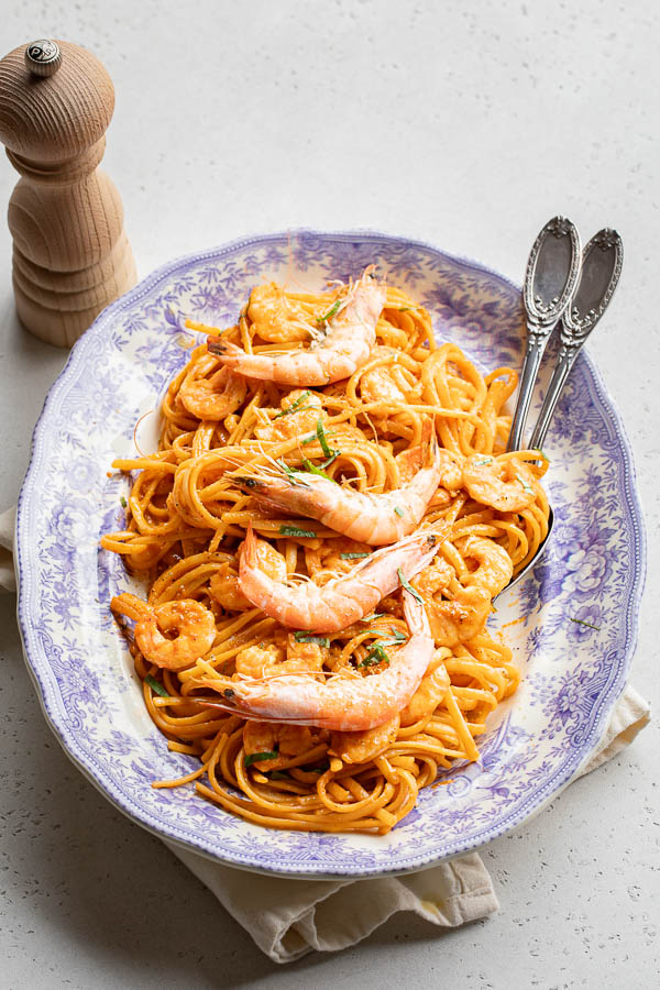 Linguine aux crevettes et à la bisque au Thermomix