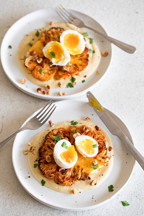 Chou-fleur rôti et œufs mollets au Thermomix