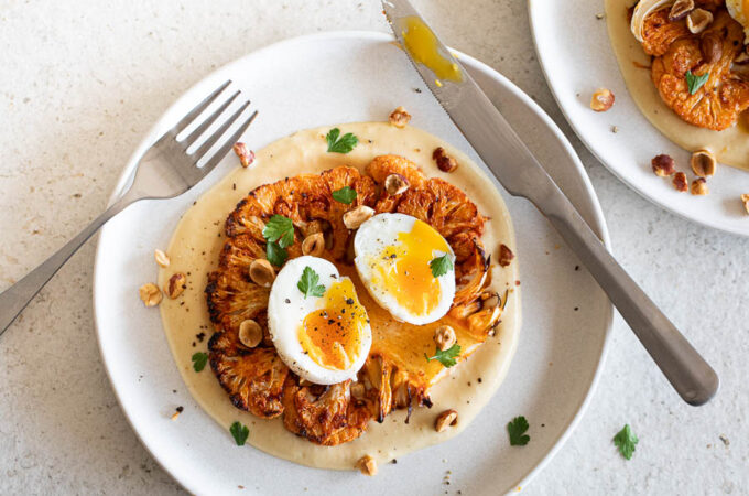 Chou-fleur rôti œufs mollets au Thermomix