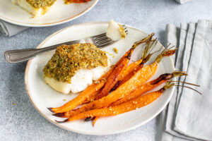 Dos de cabillaud croûte de noisettes carottes rôties au Thermomix