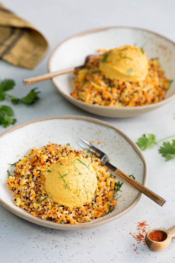 Salade de quinoa, carotte et houmous au Thermomix